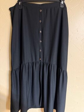 Cato Black Button-Front Midi Skirt